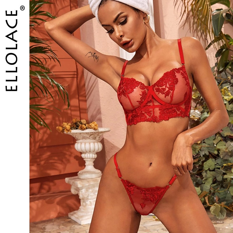 Ellolace Lace Lingerie Sexy Underwear Set Women Transparent Bra Set Re Women Lingeries Ellolace Lace Lingerie Sexy Underwear Set Women Transparent Bra Set Re Women Lingeries