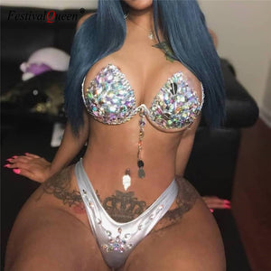 Shiny Rhinestones Bra Brief Set Women Halter Bra Sexy Panty Two Piece Women Lingeries Shiny Rhinestones Bra Brief Set Women Halter Bra Sexy Panty Two Piece Women Lingeries